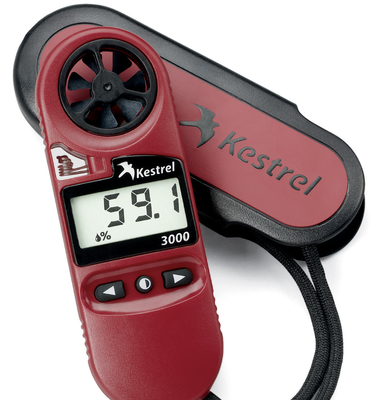 Kestrel 3000 color  red Weather Meter，Calculates relative humidity, heat index, wind chill, wind speed and more.