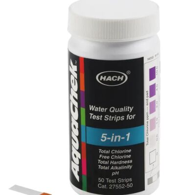 hach 2755250 5 in 1 Water Quality Test Strips for Multi-Parameter Testing with 50 Tests and 0 - 10 mg/L Cl₂ Range