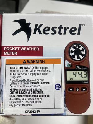 Kestrel 3000 Weather Meter digital hygrometer, wind speed,