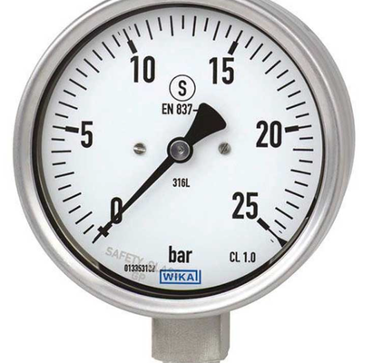 wika Bourdon Tube Pressure Gauges รูปแบบ 23353, 232.53 ซีรี่ย์เหล็กไร้ขัด