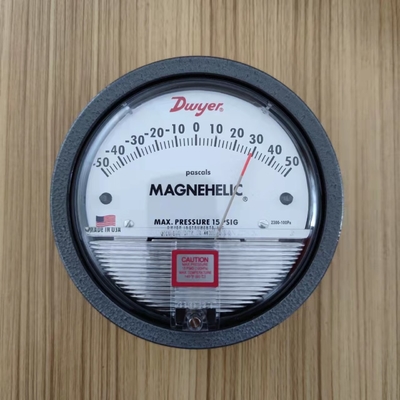 Dwyer อลูมิเนียมอุณหภูมิสูงเครื่องวัดความดันความแตกต่าง เครื่องวัดความดัน Magnehelic 2300-50MM